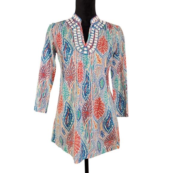 Lilly Pulitzer Tops - LILLY PULITZER Sarasota Beaded Top, Let Minnow Blue, Size XS